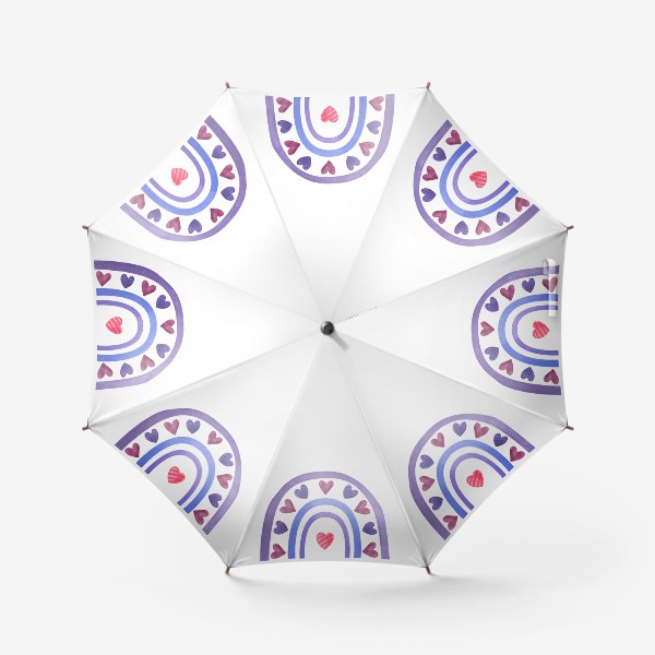Зонт «Акварельная радуга с сердечками»