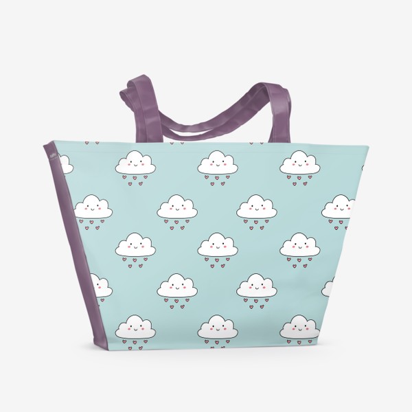 Пляжная сумка «Облака и сердечки»