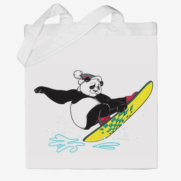 Сумка хб «Медведь сноубордист. Панда. Зимний спорт»