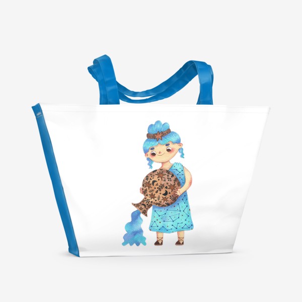 Пляжная сумка «Подарок водолею девушке, жене, маме, подруге, сестре, бабушке. Знаки зодиака.»