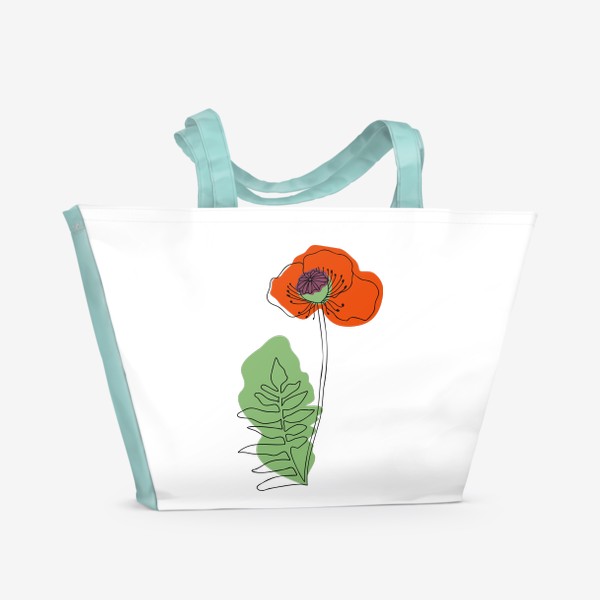 Пляжная сумка &laquo;Абстрактный мак. Силуэт с цветовыми пятнами&raquo;