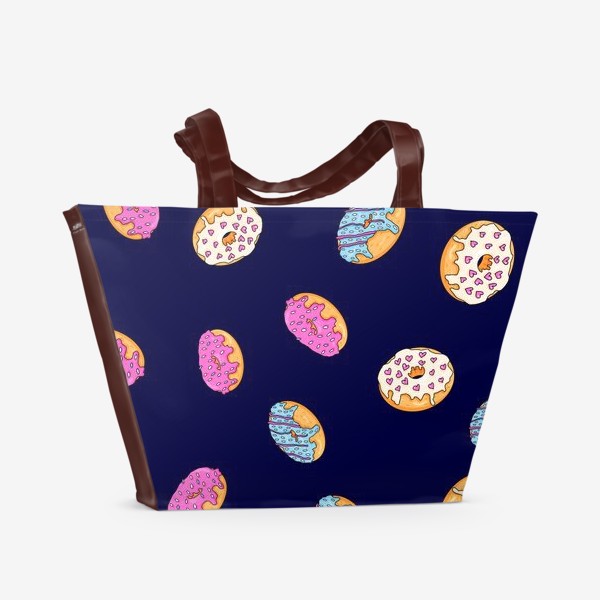 Пляжная сумка «Яркие пончики. Паттерн»