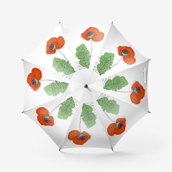 Зонт «Абстрактный мак. Силуэт с цветовыми пятнами»