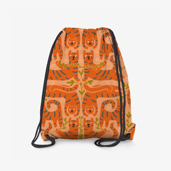Рюкзак «grumpy tigers - оранжевый принт со смешными тиграми»