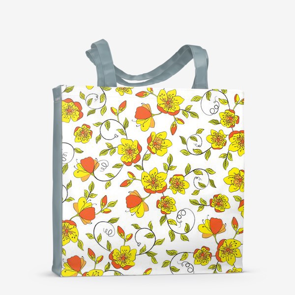 Сумка-шоппер «Весенние цветы, бесшовный паттерн»