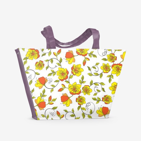 Пляжная сумка «Весенние цветы, бесшовный паттерн»