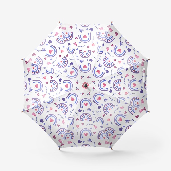 Зонт «Радуга, цветы и сердечки»