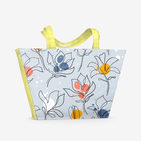 Пляжная сумка &laquo;"Цветок магнолии. Бесшовный узор. Непрерывное линейное искусство. "&raquo;
