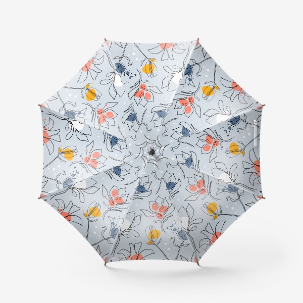 Зонт «"Цветок магнолии. Бесшовный узор. Непрерывное линейное искусство. "»