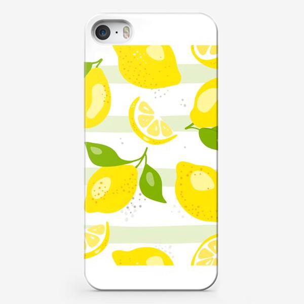 Чехол iPhone « «Лимон - бесшовная текстура на белом фоне. Свежие желтые плоды лимона, лайма.»»