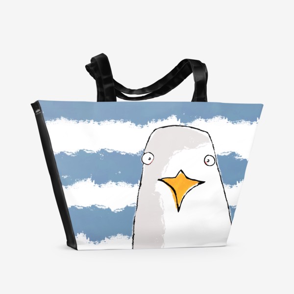 Пляжная сумка &laquo;Чайка птица морская море тельняшка полосатое &raquo;