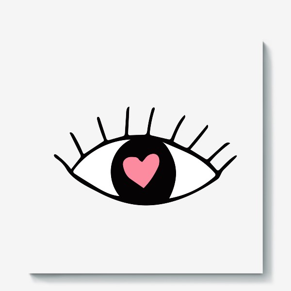 Холст «глаз с сердцем. любовь. день влюбленных»