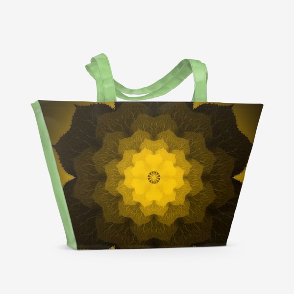 Пляжная сумка &laquo;Мандала из листьев желто-черная&raquo;
