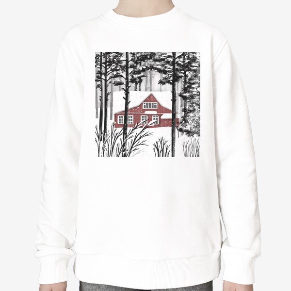 Свитшот «Зимний дом в лесу»
