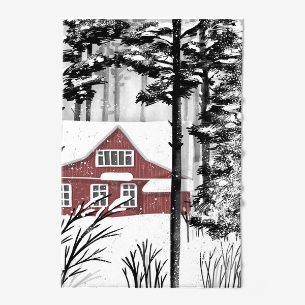 Полотенце «Зимний дом в лесу»