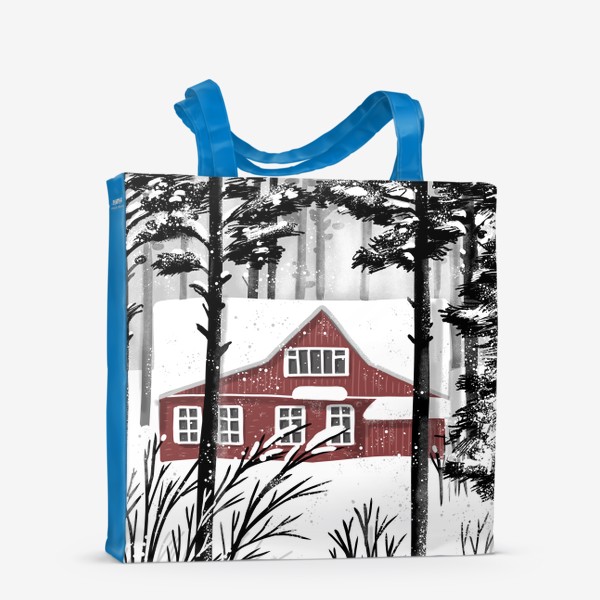 Сумка-шоппер «Зимний дом в лесу»