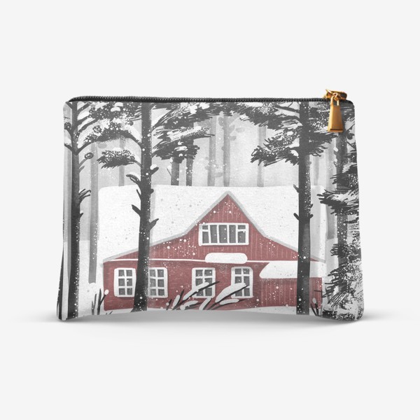 Косметичка «Зимний дом в лесу»