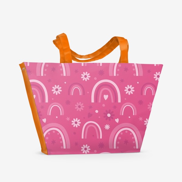 Пляжная сумка &laquo;Розовые радуги и цветы&raquo;