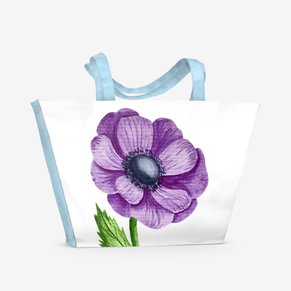 Пляжная сумка «Фиолетовая  анемона. Акварель.»