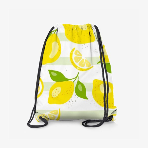 Рюкзак &laquo; «Лимон - бесшовная текстура на белом фоне. Свежие желтые плоды лимона, лайма.»&raquo;
