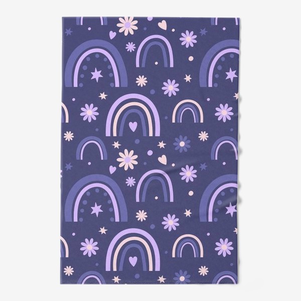 Полотенце «Фиолетовый принт с радугами»