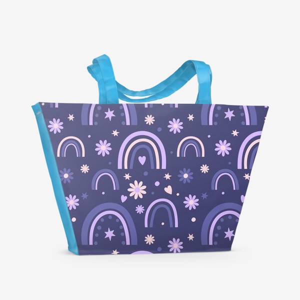 Пляжная сумка «Фиолетовый принт с радугами»