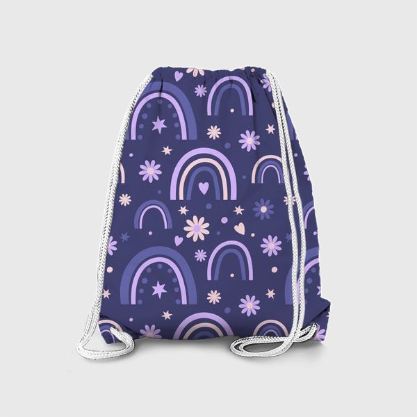 Рюкзак «Фиолетовый принт с радугами»