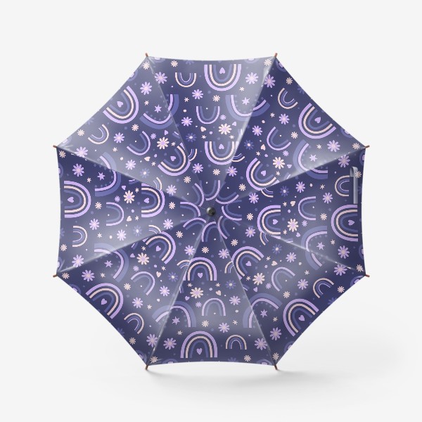 Зонт «Фиолетовый принт с радугами»