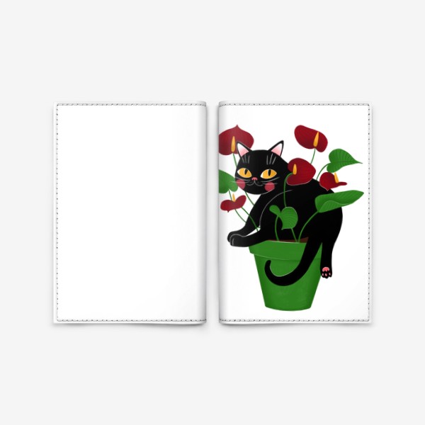 Обложка для паспорта «Наглость - второе счастье (кот в цветке)»