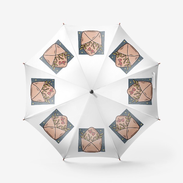 Зонт «Конверт с веточками и сердечками»