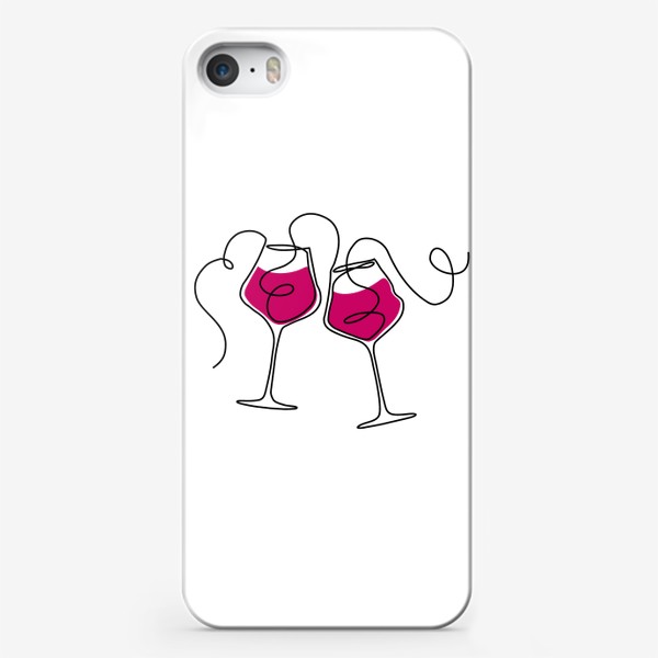 Чехол iPhone «Бокалы с красным вином в стиле лайн арт»