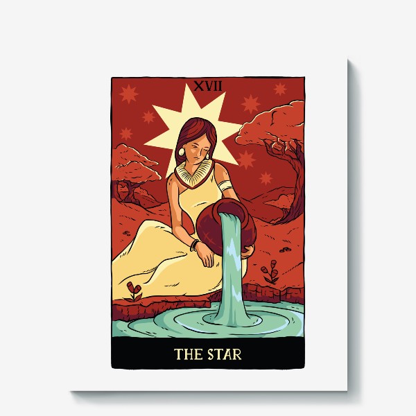 Холст «Карта Таро - Звезда (Tarot Card - The Star)»