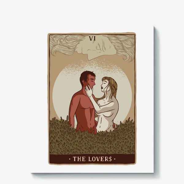 Холст «Карта Таро - Любовники (Tarot Card - The Lovers)»
