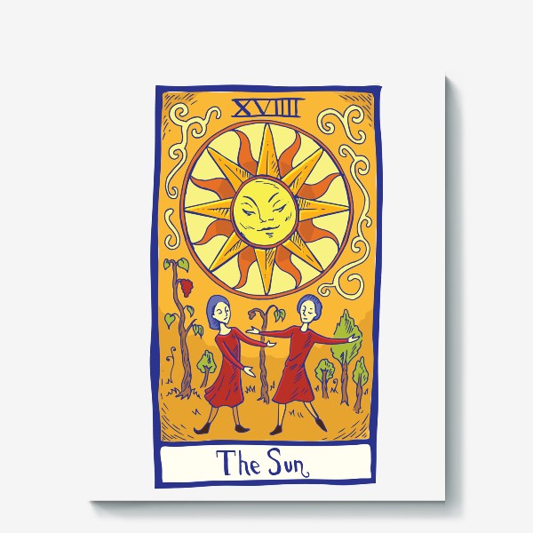 Холст «Карта Таро - Солнце (Tarot Card - The Sun)»
