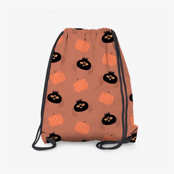 Рюкзак «Милые пауки и тыква. Паттерн на Хеллоуин.»