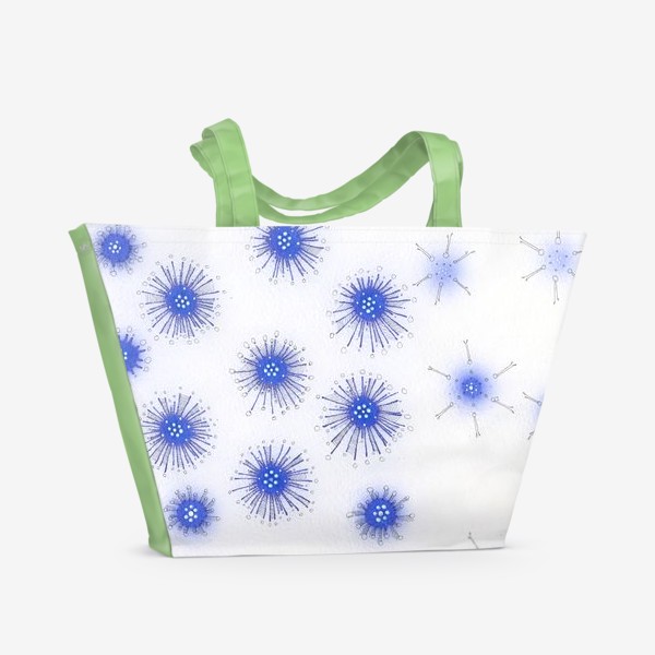 Пляжная сумка «Синие кляксы-цветы»