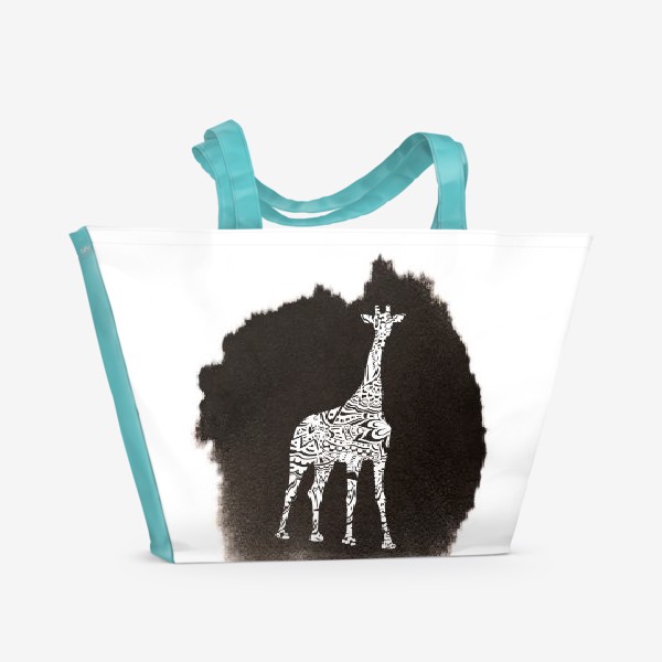 Пляжная сумка &laquo;Giraffe On The Black Watercolor Background&raquo;