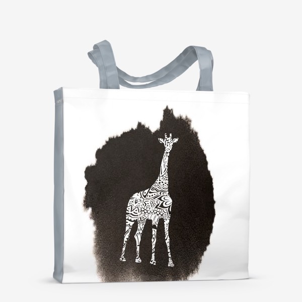 Сумка-шоппер &laquo;Giraffe On The Black Watercolor Background&raquo;