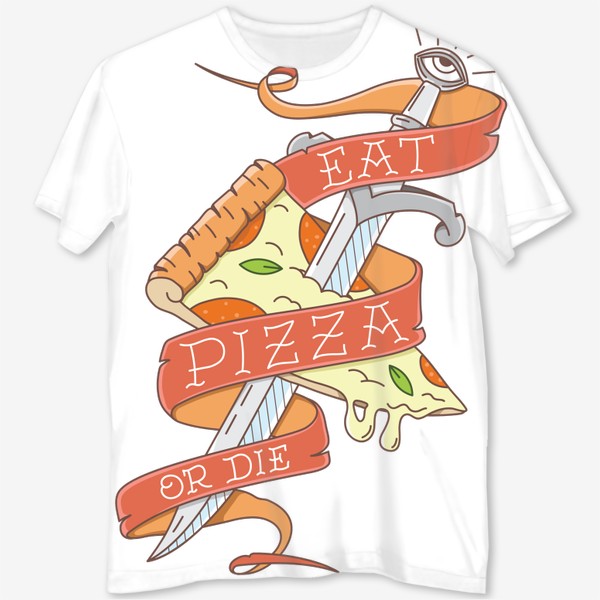 Футболка с полной запечаткой «Съешь пиццу или умри, любитель пиццы»