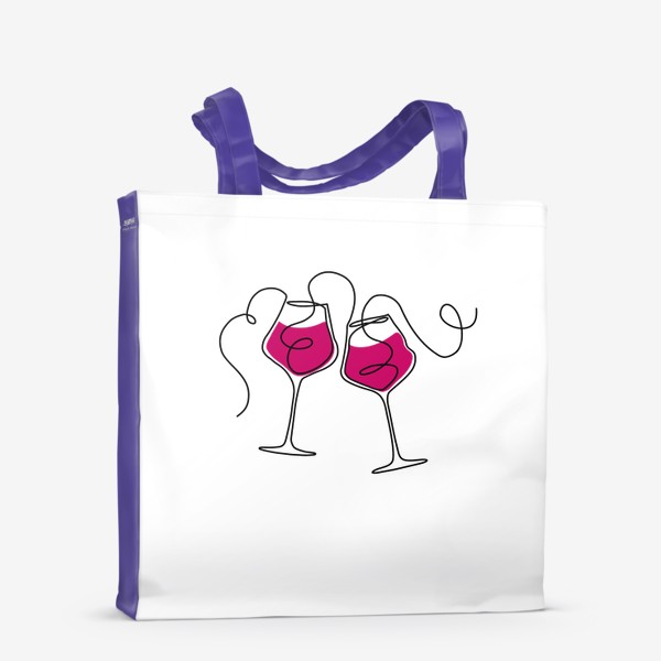 Сумка-шоппер «Бокалы с красным вином в стиле лайн арт»