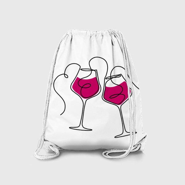 Рюкзак «Бокалы с красным вином в стиле лайн арт»