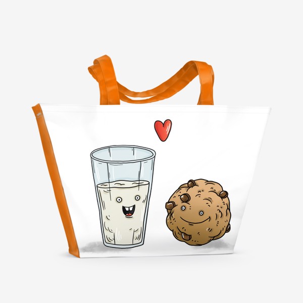 Пляжная сумка «Молоко и печенье влюблённые»