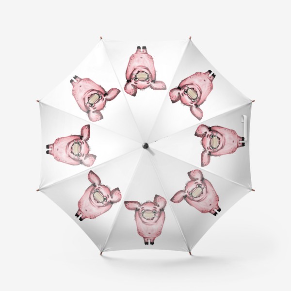 Зонт «Розовый поросёнок в медицинской маске»