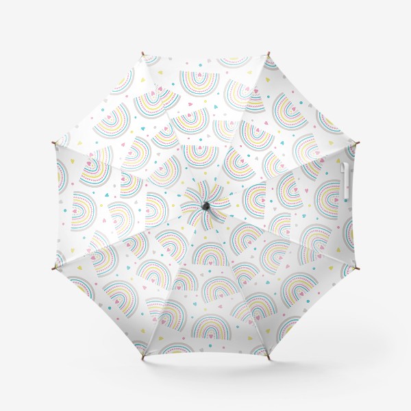 Зонт «Принт с радугой и сердечками»