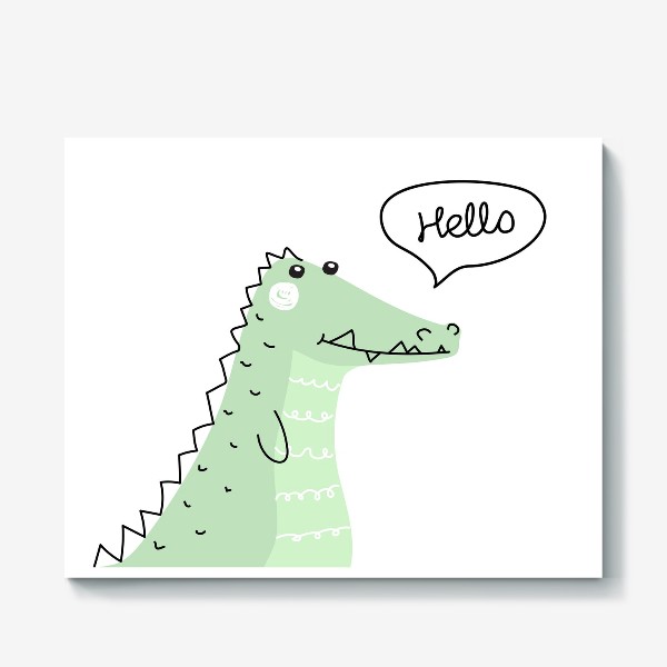 Холст « «Крокодил говорит привет. Африканские животные, нарисованные вручную.»»