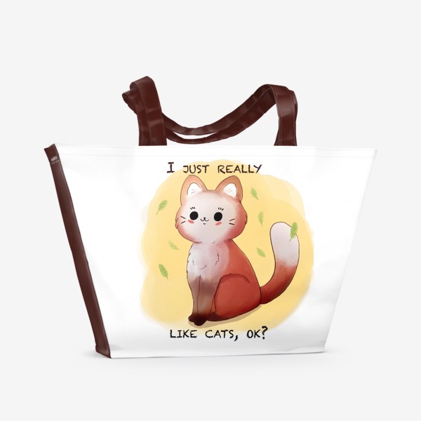 Пляжная сумка «I just really like cats, ok?»