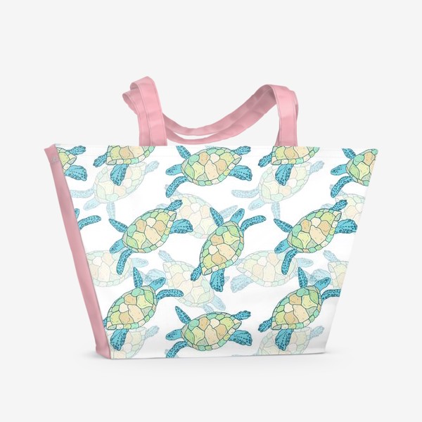 Пляжная сумка «Морская черепаха. Векторный узор.»