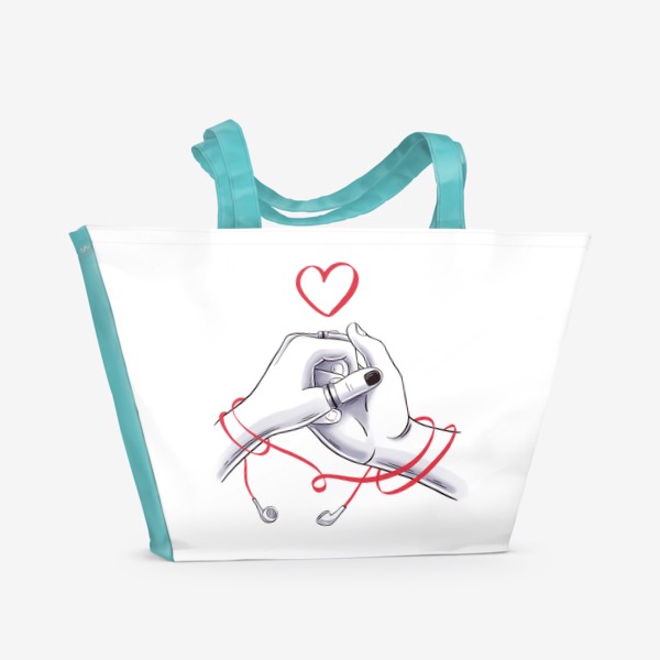 Пляжная сумка «Руки Музыка Любовь»