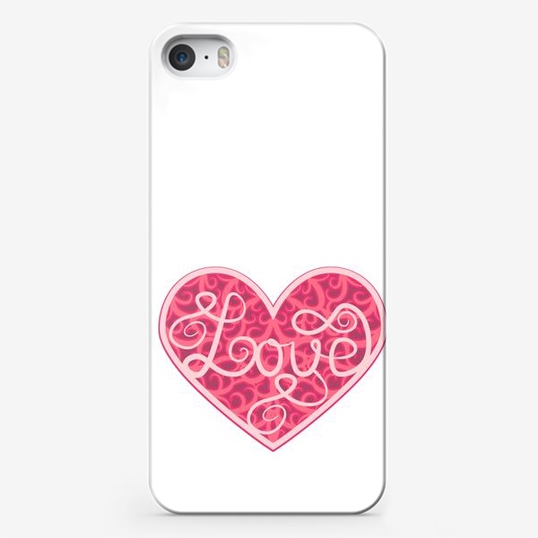 Чехол iPhone «Люблю. Надпись в ажурном сердечке с 3д эффектом»
