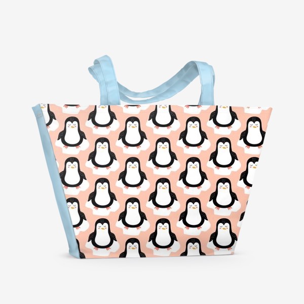 Пляжная сумка «Милые пингвины паттерн»